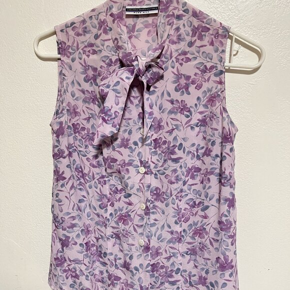 AMANDA SMITH Pure Silk LADIES FLORAL/SLEEVELESS Size PS Tops/PREOWNED - Picture 1 of 8